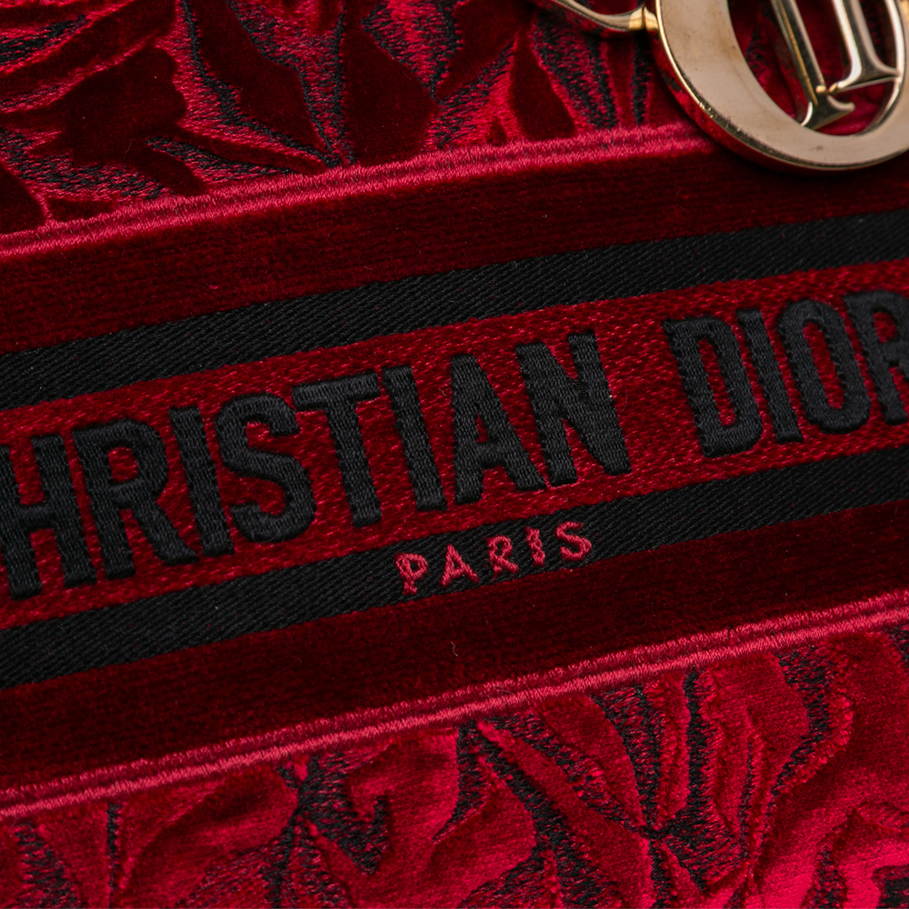 Pre-Loved Dior Medium Embroidered Velvet Roses Lady D Lite - Picture 8 of 12